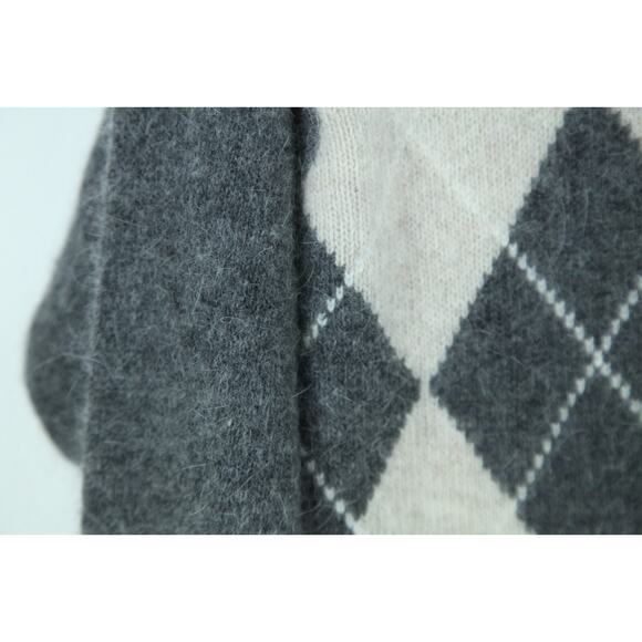 Vintage Medium Sweater Argyle Turtleneck Quiet Luxury Academia Preppy Angora 90s - Picture 5 of 9